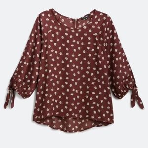 NWT Papermoon Larie Tie Sleeved Blouse - Burgundy